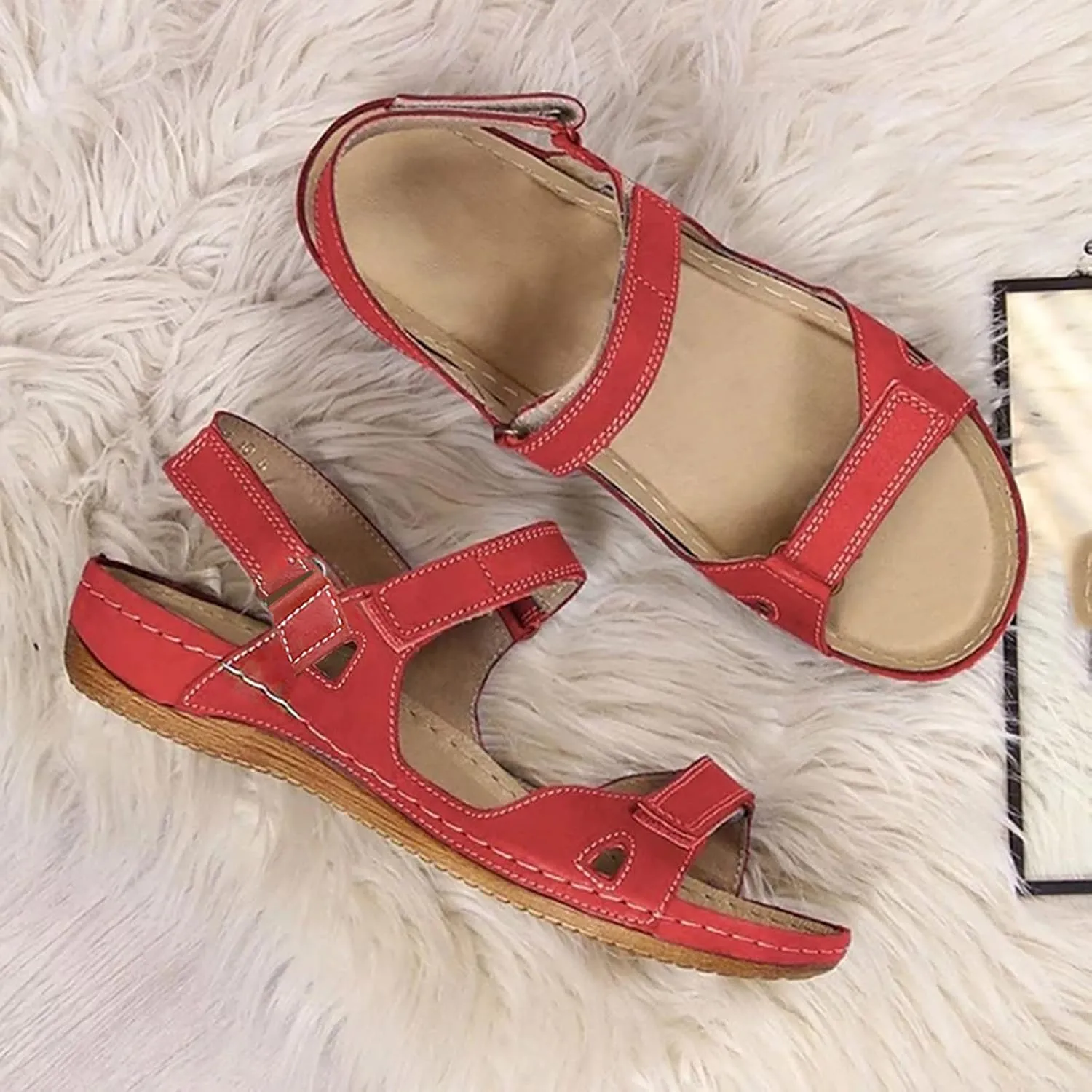 Orthotic Sandals for Women Extra Wide Flip Flops Beach Non Slip Wedge Sandal Dressy Wide Arch Support Shoes for Womens Wedge Shoes Slip On Dressy Wedge Orthopedic Shoe for Woman