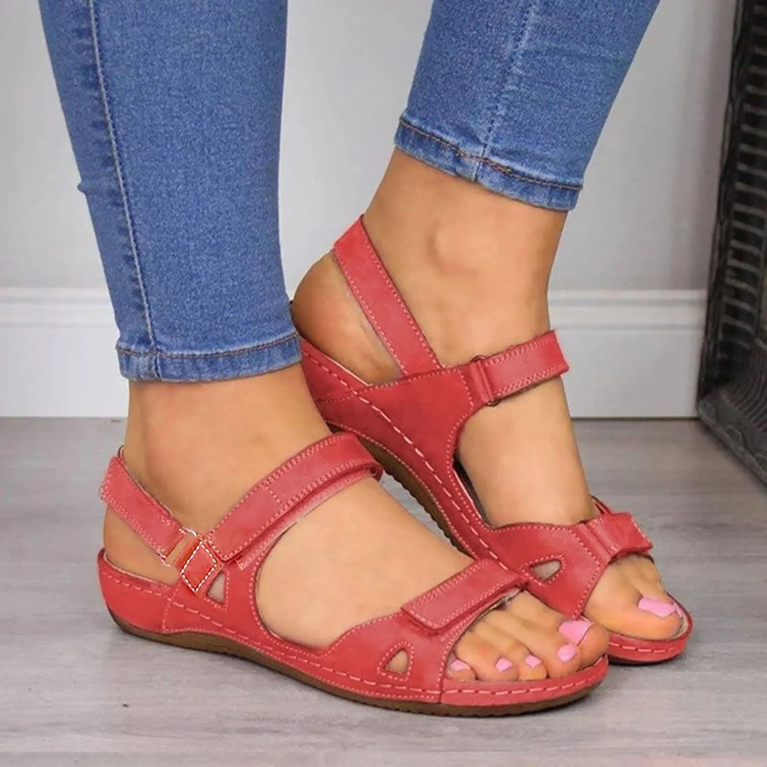 Orthotic Sandals for Women Extra Wide Flip Flops Beach Non Slip Wedge Sandal Dressy Wide Arch Support Shoes for Womens Wedge Shoes Slip On Dressy Wedge Orthopedic Shoe for Woman