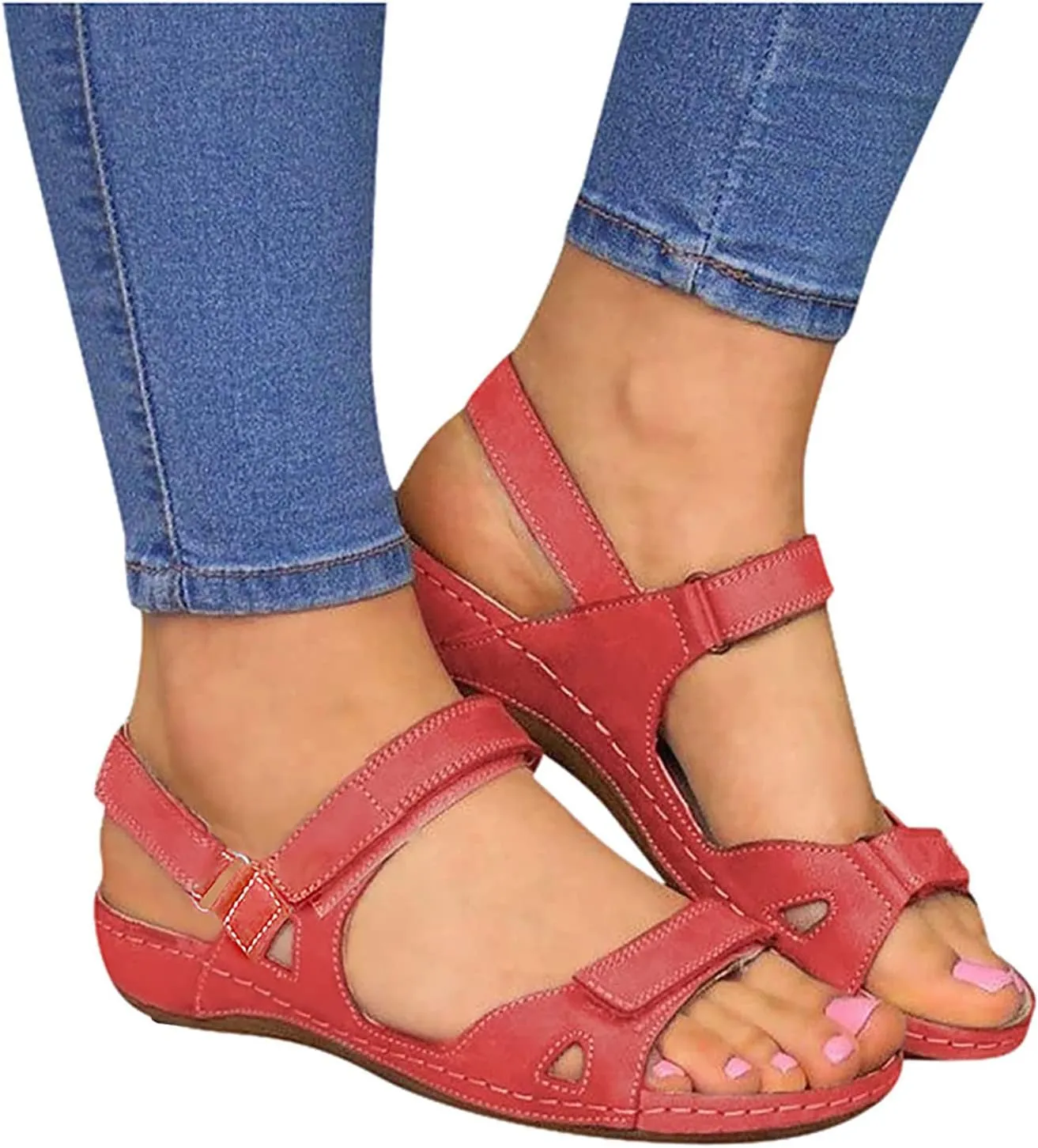Orthotic Sandals for Women Extra Wide Flip Flops Beach Non Slip Wedge Sandal Dressy Wide Arch Support Shoes for Womens Wedge Shoes Slip On Dressy Wedge Orthopedic Shoe for Woman