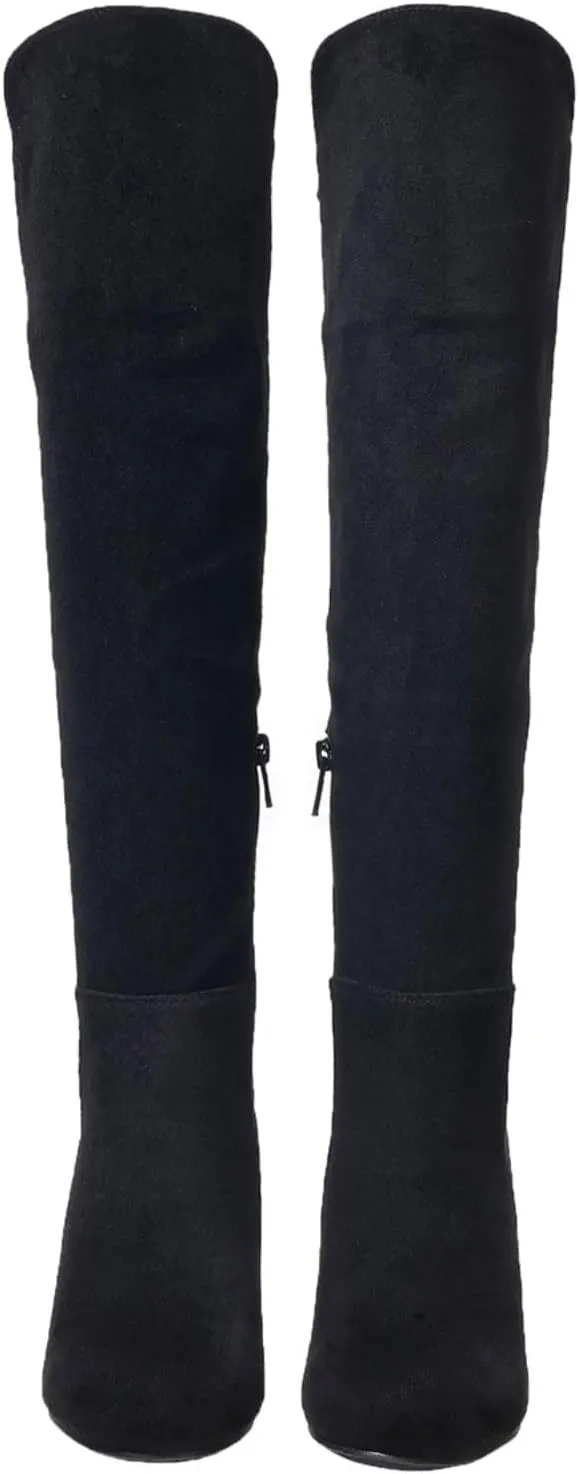 Over the Knee High Boots for Women Wedge Heel Suede Long Stretch Sexy Fashion Tall Boots Black Red US6-11