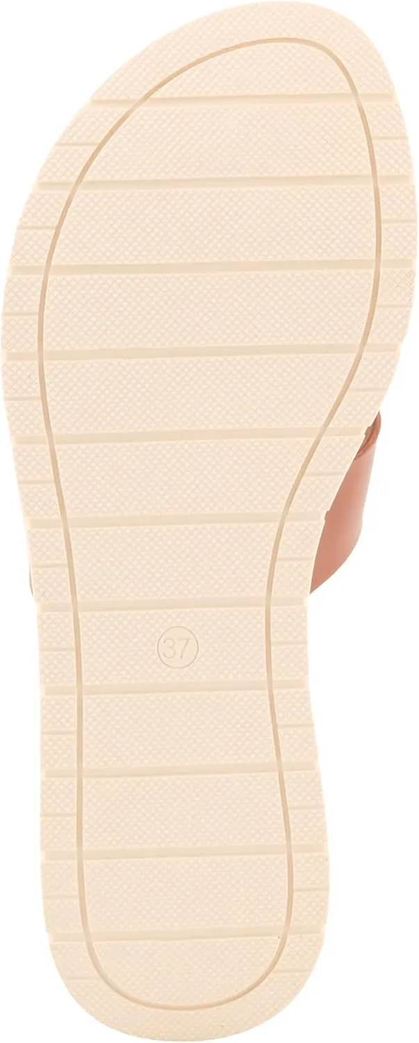 PATRIZIA Women's MALMO Slide Sandals - H-Band Design, Gold Embellishment, Faux Stacked Wedge