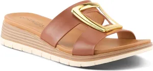 PATRIZIA Women's MALMO Slide Sandals - H-Band Design, Gold Embellishment, Faux Stacked Wedge