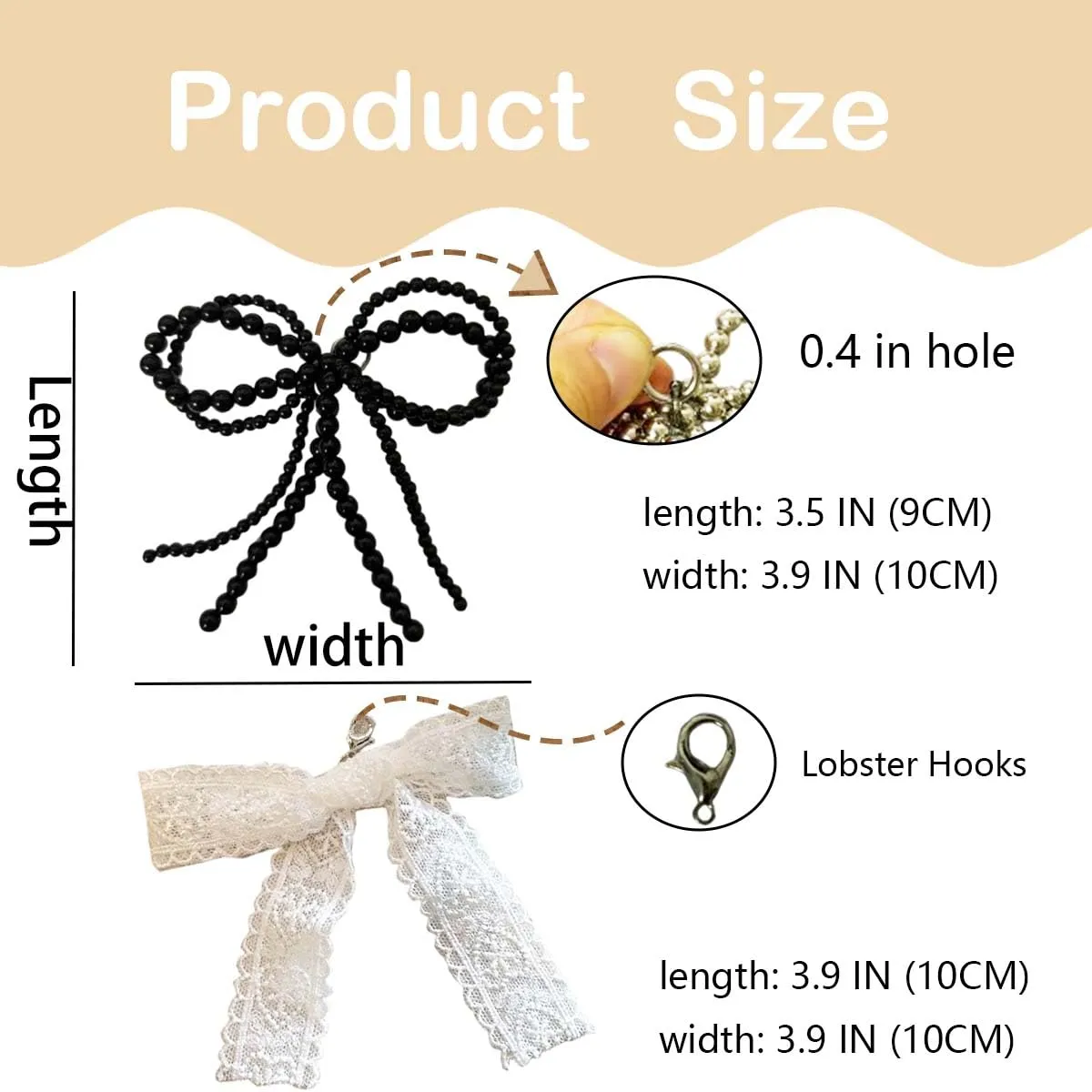 Pearls Bow knot Shoe Charms for Sneakers Shoe Lace Charms Decorations Elegant Pearl Beaded Chain for Women Cute DIY Shoe Accessories for Wedding Gift (black)