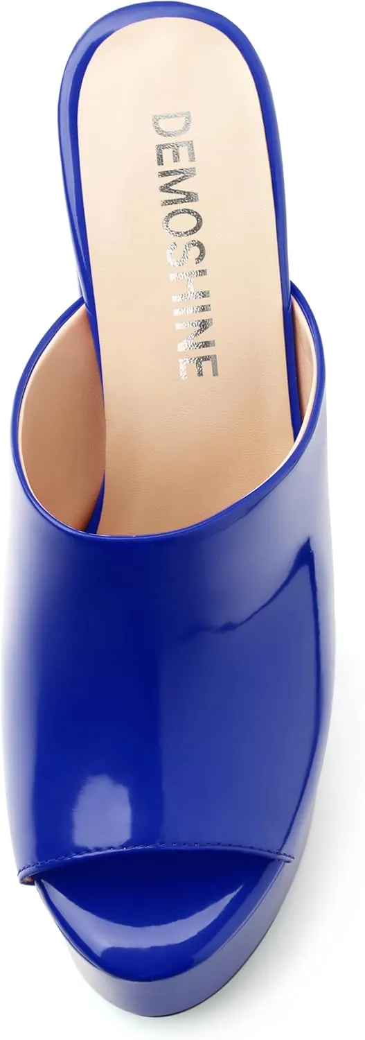 Platform Chunky Heels Sandals for Women Slip on Open Peep Toe Slide on Block High Heels Sexy Club Party Candies Shoes 6 Inch