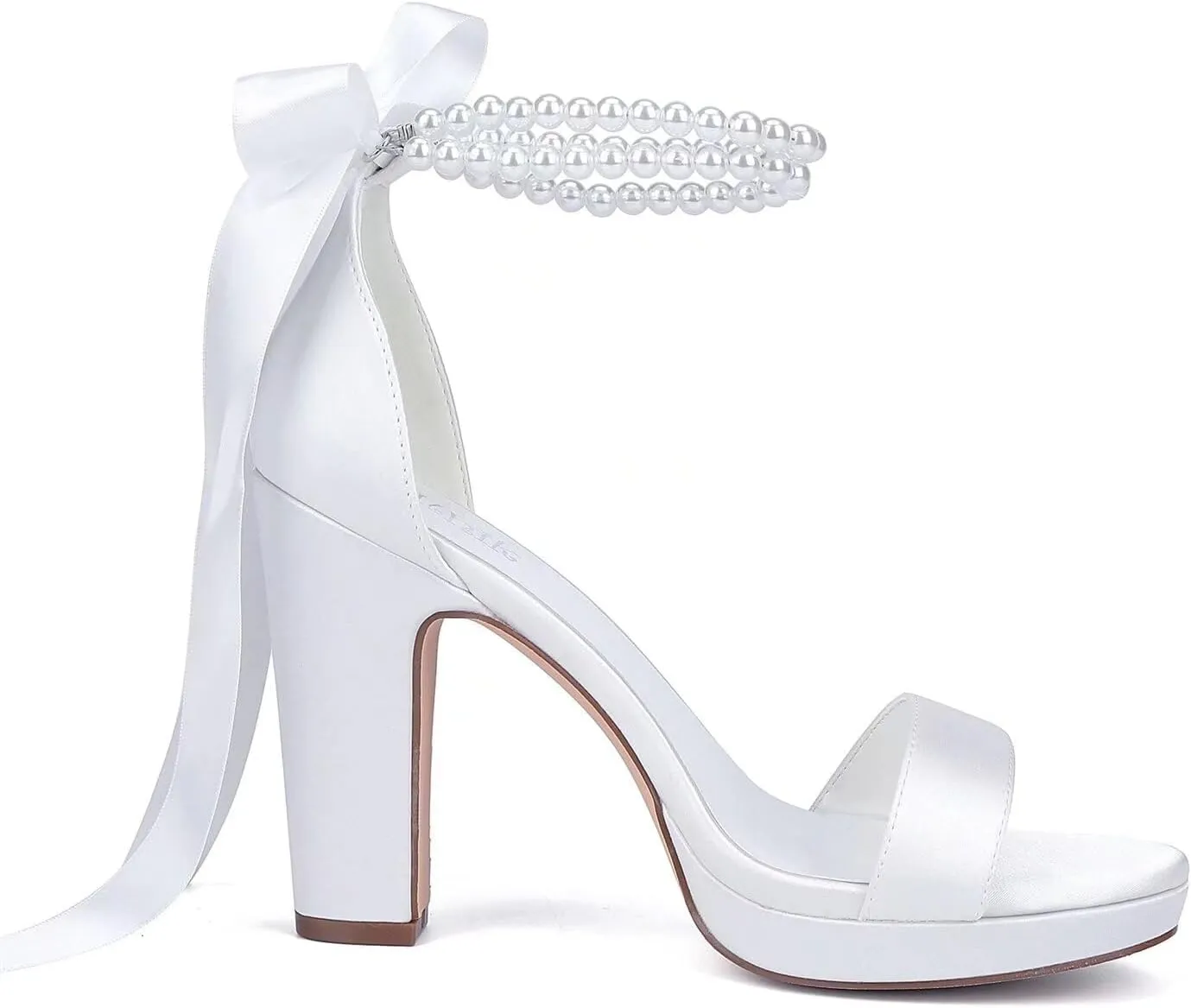 Platform Heels Wedding Shoes for Bride Pearl Heels Open Toe Bridal Shoes Wedding Heeled Sandals