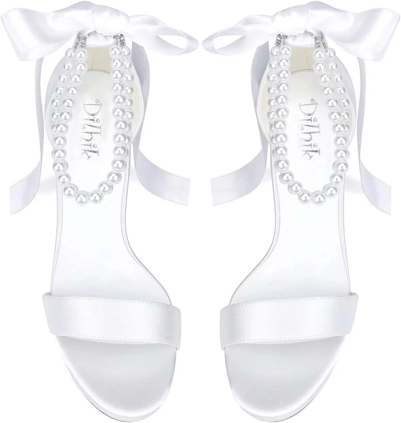 Platform Heels Wedding Shoes for Bride Pearl Heels Open Toe Bridal Shoes Wedding Heeled Sandals