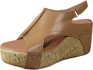 Platform Sandals Women Thick Sole Cork Wedge Sandals Comfy Wide Width Non-Slip Open Toe Summer Beach Slides Sandals