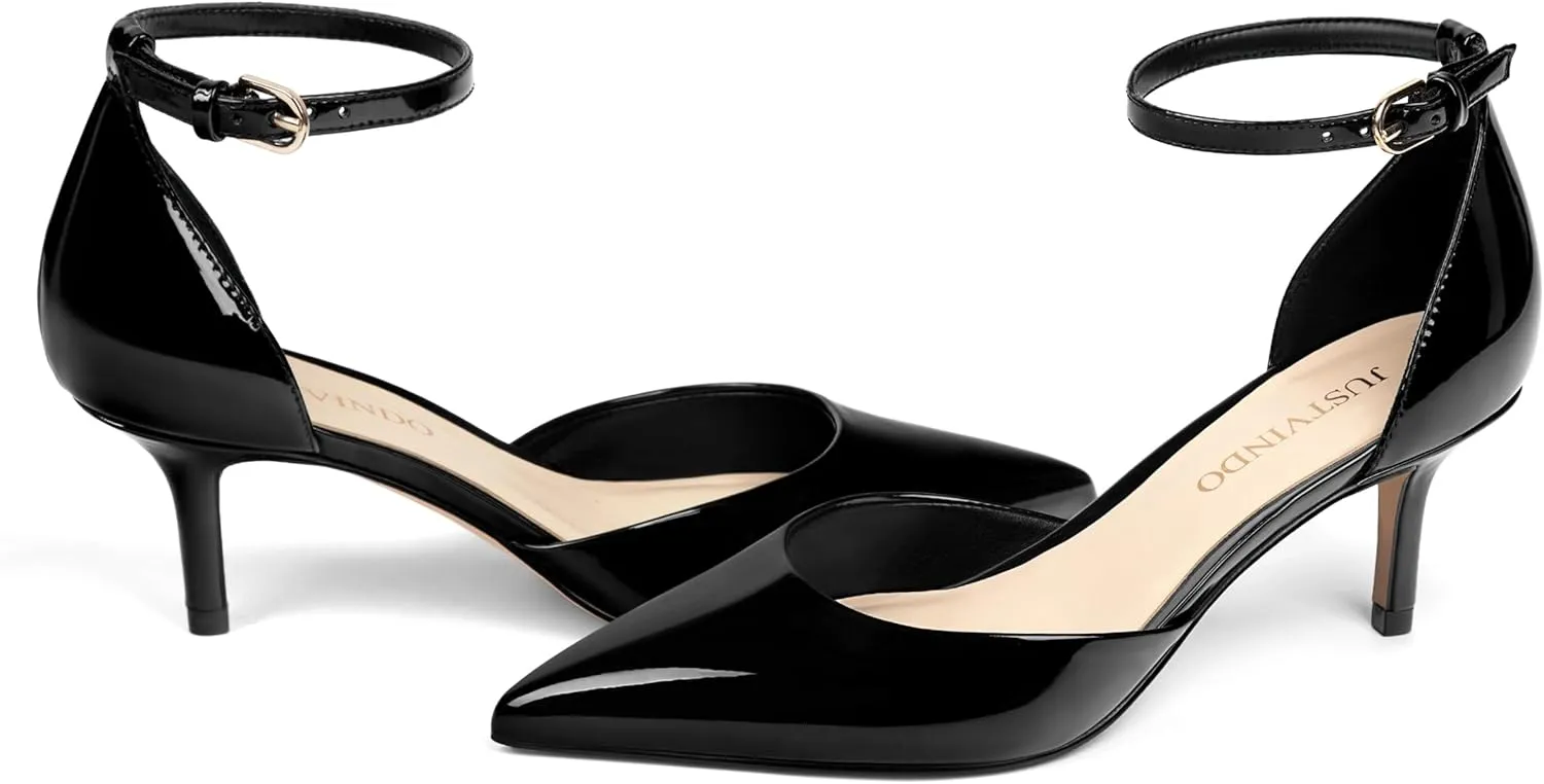 Pointed Closed Toe Heels for Women, Women's Ankle Strap Pumps, Wedding Party Office Business Work Dress Shoes