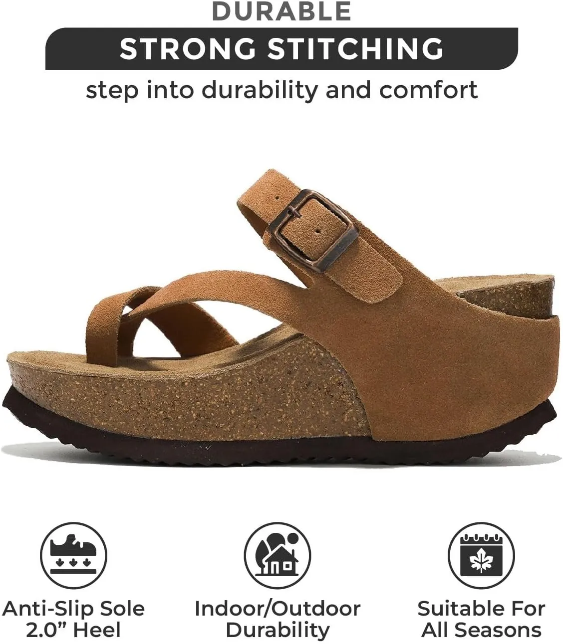Project Cloud 100% Genuine Leather Platform Sandals Women - Memory Foam Womens Sandals & Slippers Beach Essentials - Gifts for Women (Mojito)