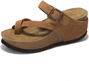Project Cloud 100% Genuine Leather Platform Sandals Women - Memory Foam Womens Sandals & Slippers Beach Essentials - Gifts for Women (Mojito)