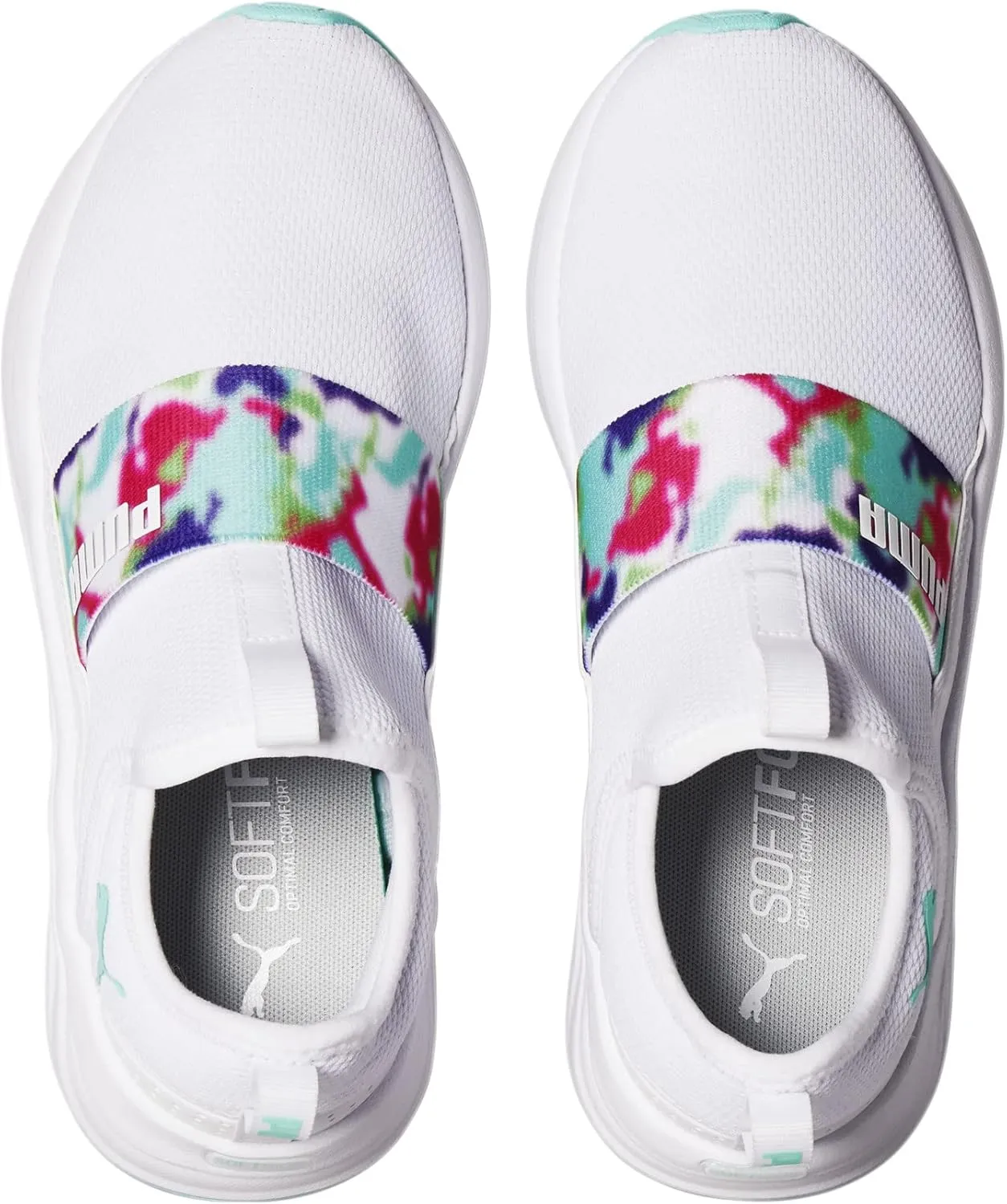 PUMA Kids Girls Softride Sophia Slip On Sneakers Shoes Casual - White
