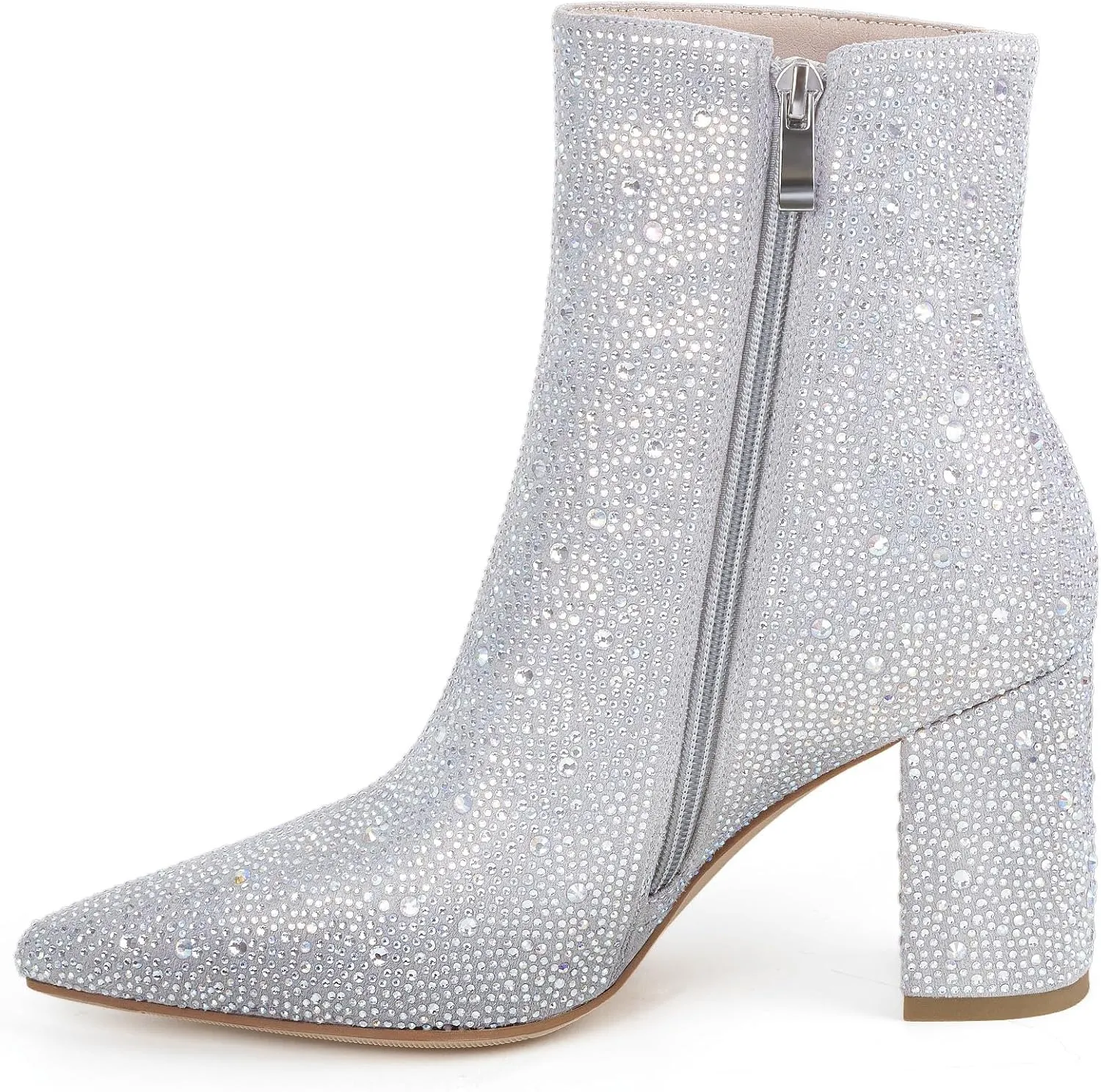 Rhinestone Boots for Women Sparkly Cowgirl Boots Pointed Toe Chunky Heels Rhinestone Cowboy Boots