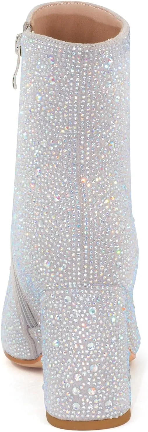 Rhinestone Boots for Women Sparkly Cowgirl Boots Pointed Toe Chunky Heels Rhinestone Cowboy Boots