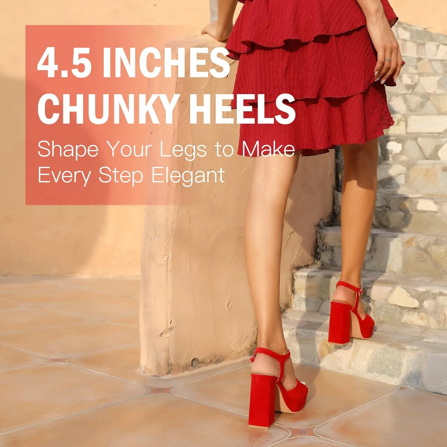rsxses Platform Heels for Women Chunky High Heel Dress Sandals Strappy Open Toe Ankle Strap Sexy Prom Wedding Evening Party Pumps Shoes
