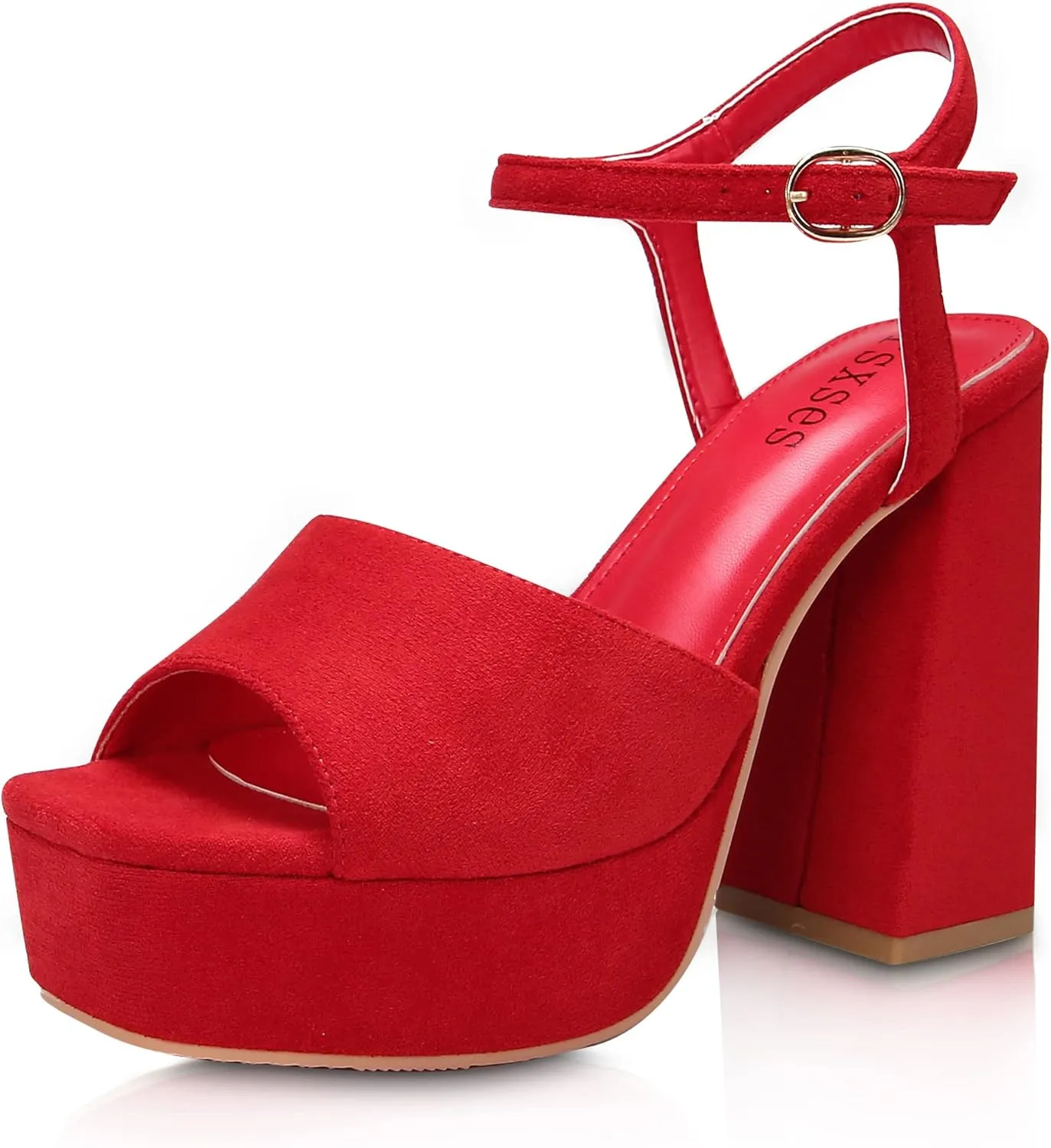 rsxses Platform Heels for Women Chunky High Heel Dress Sandals Strappy Open Toe Ankle Strap Sexy Prom Wedding Evening Party Pumps Shoes