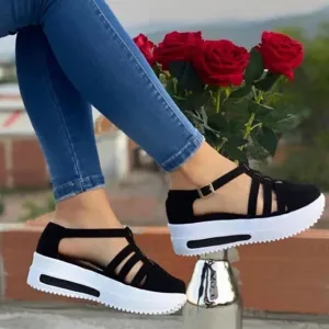 Sandals for Women 2025 Dressy Summer Casual Slip on Ankle Strap Buckle Crystal Platform Wedges Flat Buckle up Walking Shoes
