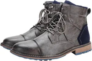 Santimon Men's Oxfords Boots Dress Casual Leather Motorcycle Boots Fashion Formal Tuxedo Ankle Work Boot for Men
