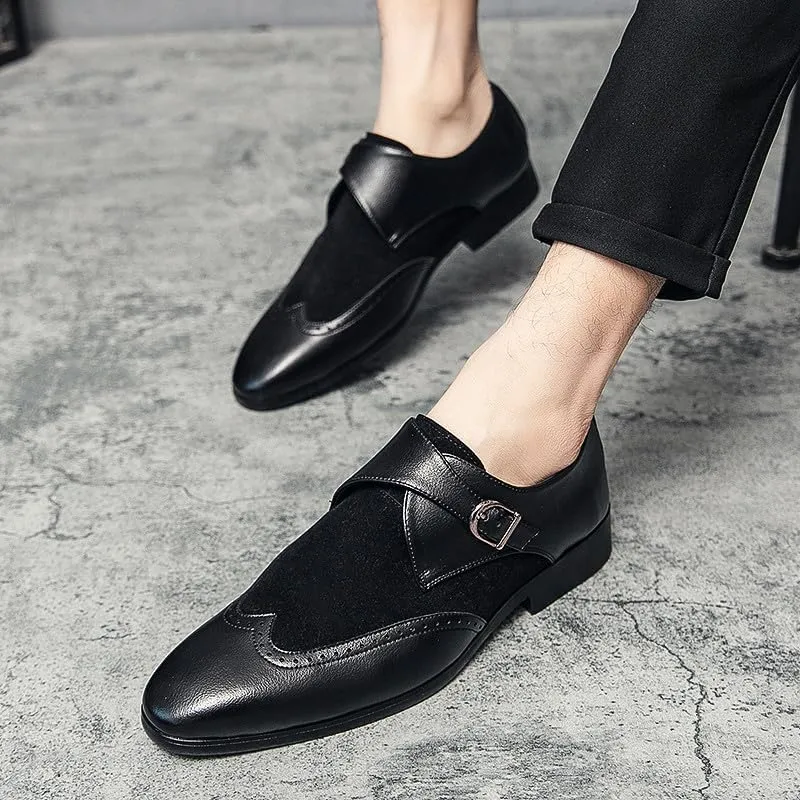 Santimon Mens Wingtip Brogues Two Tone Oxford Dress Shoes Lace up Classic Plaid Prom Fashion Slip On Buckle Belt Shoes