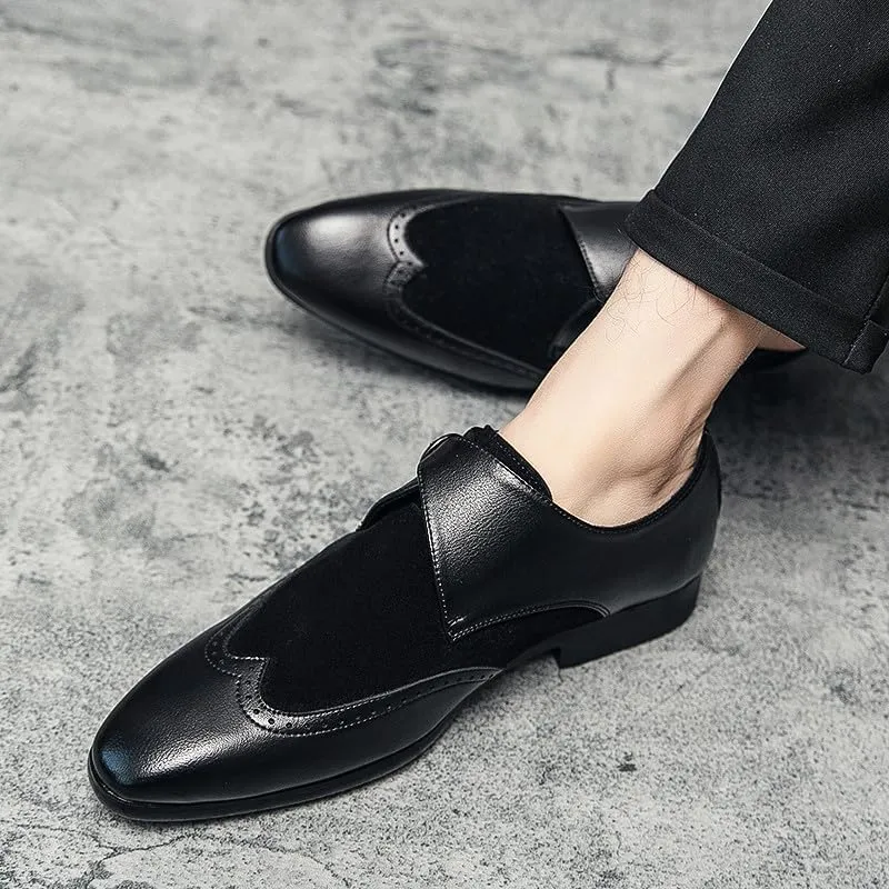 Santimon Mens Wingtip Brogues Two Tone Oxford Dress Shoes Lace up Classic Plaid Prom Fashion Slip On Buckle Belt Shoes