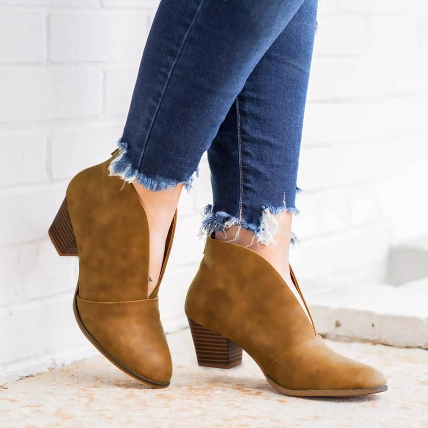 SBGMoSJ Black Lace Up Ankle Boots Women's Fashion Ankle Boots Chunky High Heel Booties Black Booties for Women Chunky Heel Women Booties Ankle Boot Women Low Heel