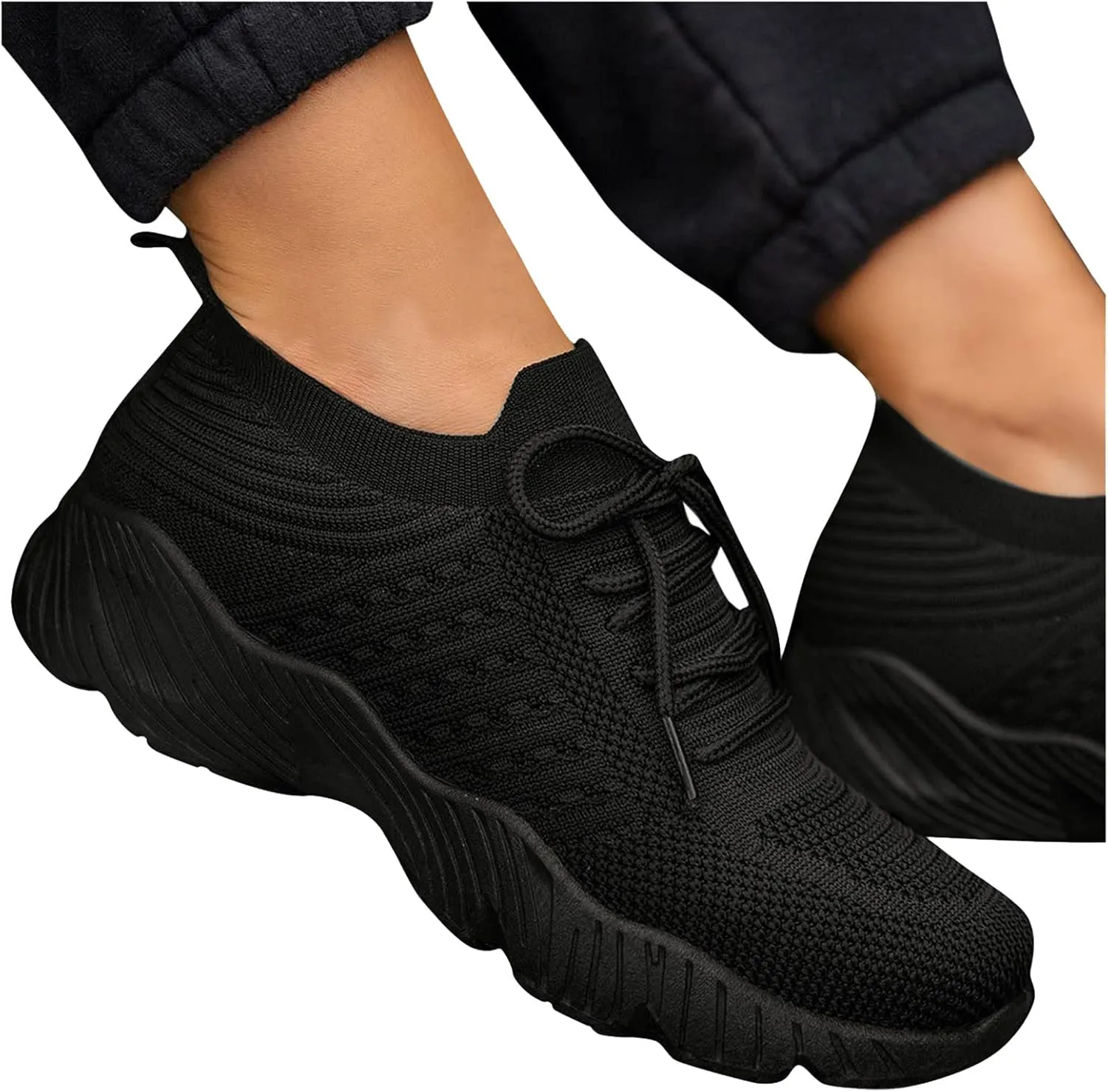 SBGMoSJ Women Sneakers Black Tenis OrtopéDicos para Mujer para Caminar Extra Wide Gym Shoes for Women Running Shoes Womens Lightweight Fashion Sport Sneakers Black Slip On Shoes Women Size 11