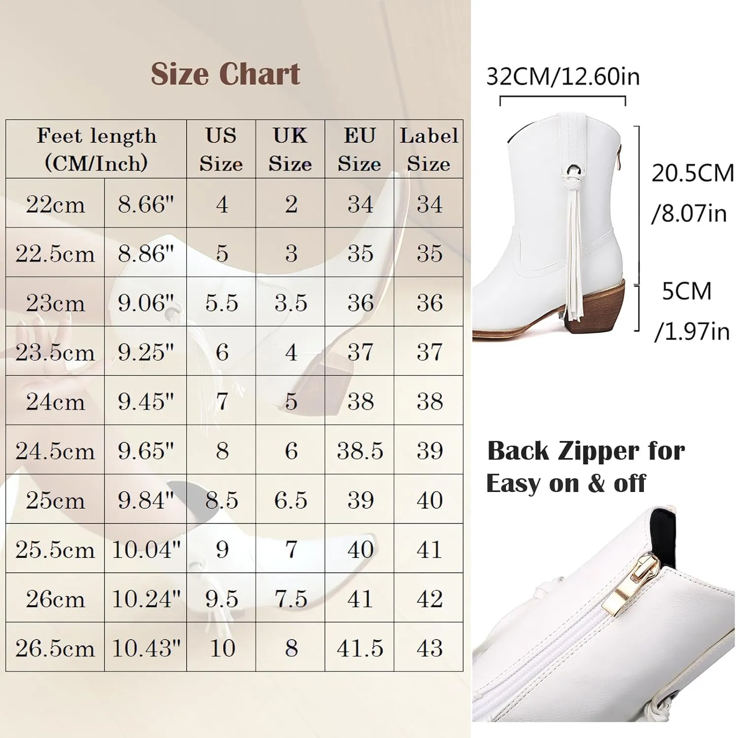 Scaoruki Women Fashion Cowgirl Ankle Boots