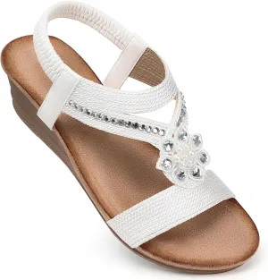 SHIBEVER Wedge Sandals for Women Dressy: Summer Low Wedges Comfortable Open Toe Sandals