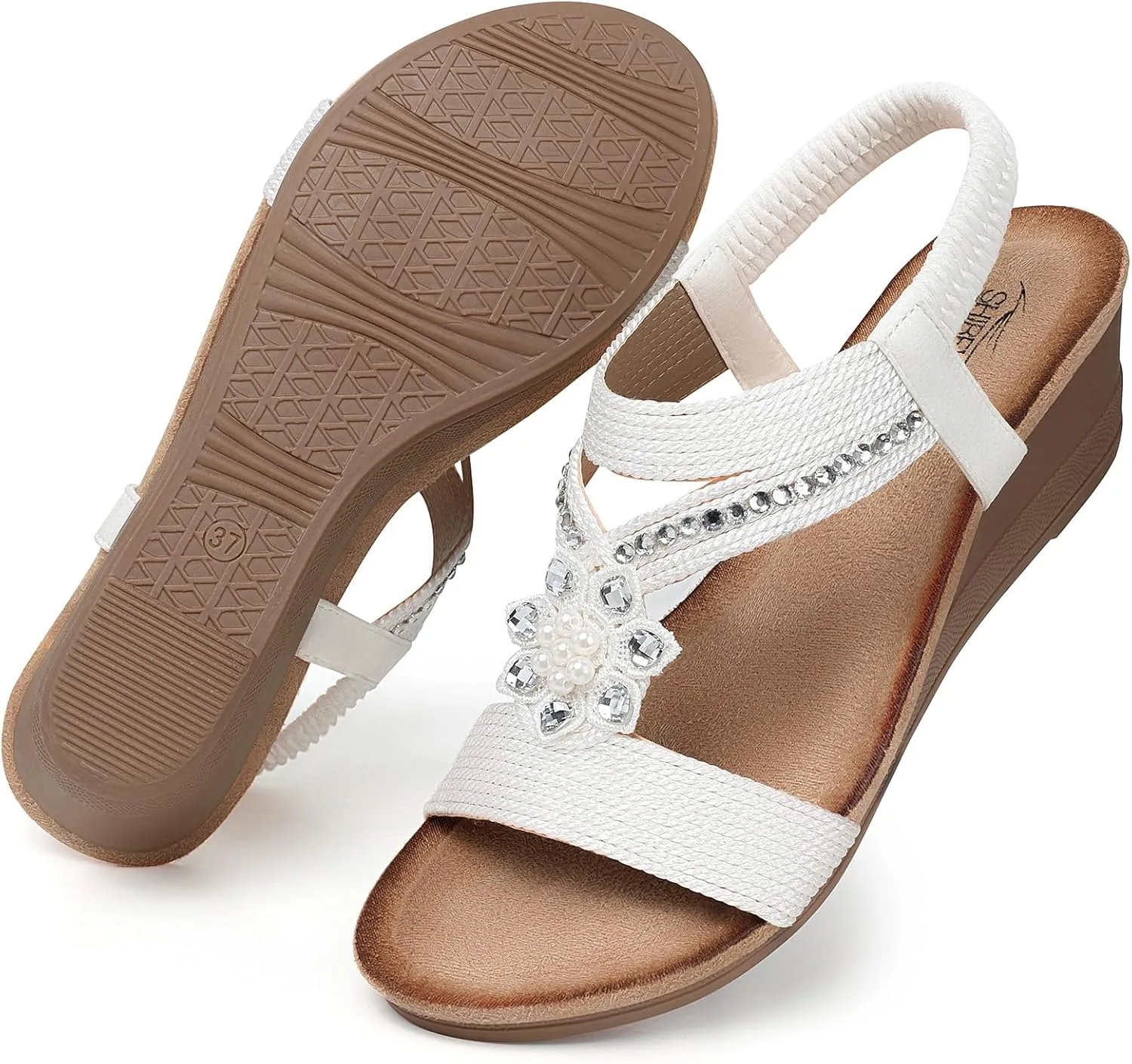 SHIBEVER Wedge Sandals for Women Dressy: Summer Low Wedges Comfortable Open Toe Sandals