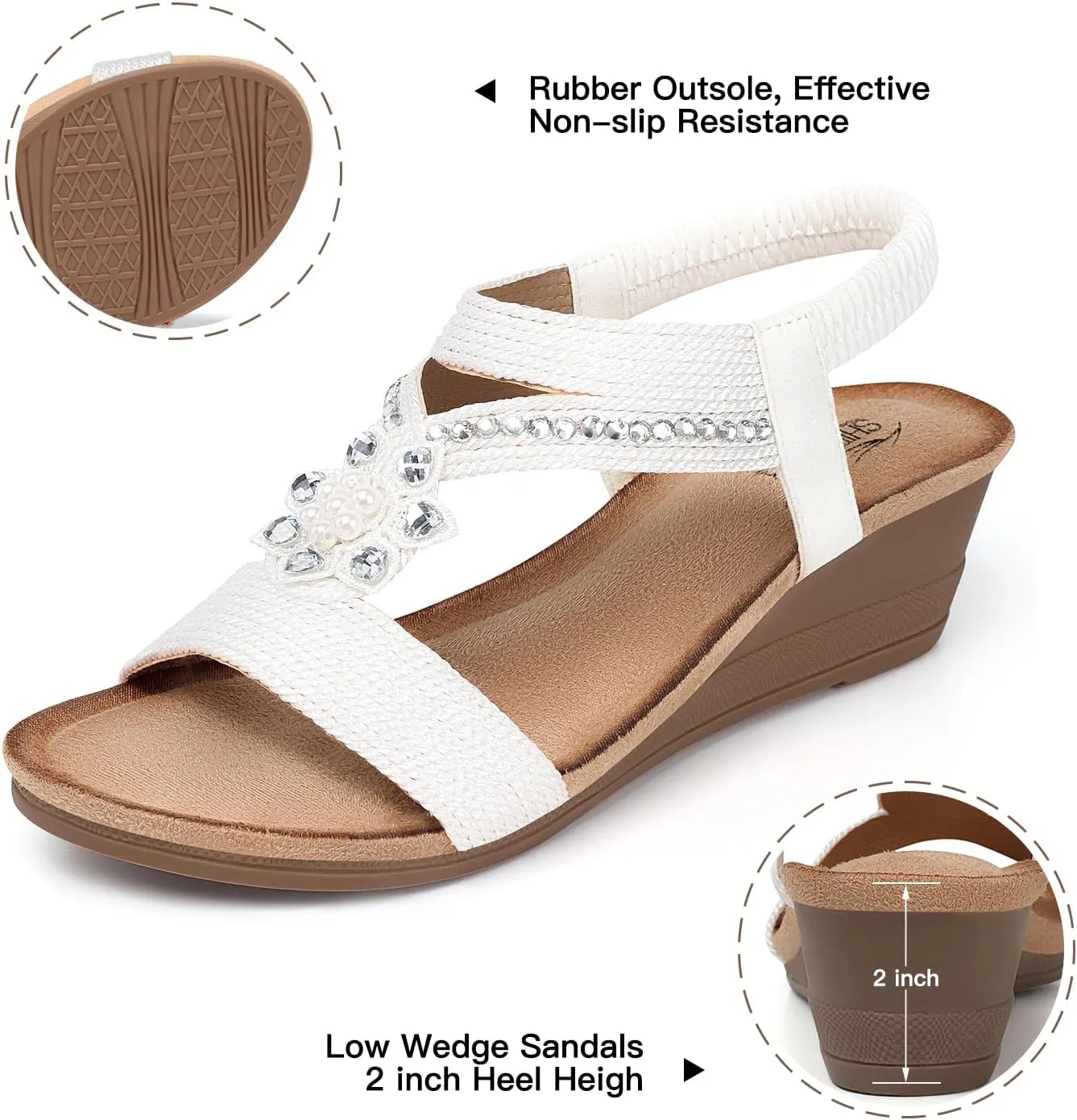 SHIBEVER Wedge Sandals for Women Dressy: Summer Low Wedges Comfortable Open Toe Sandals