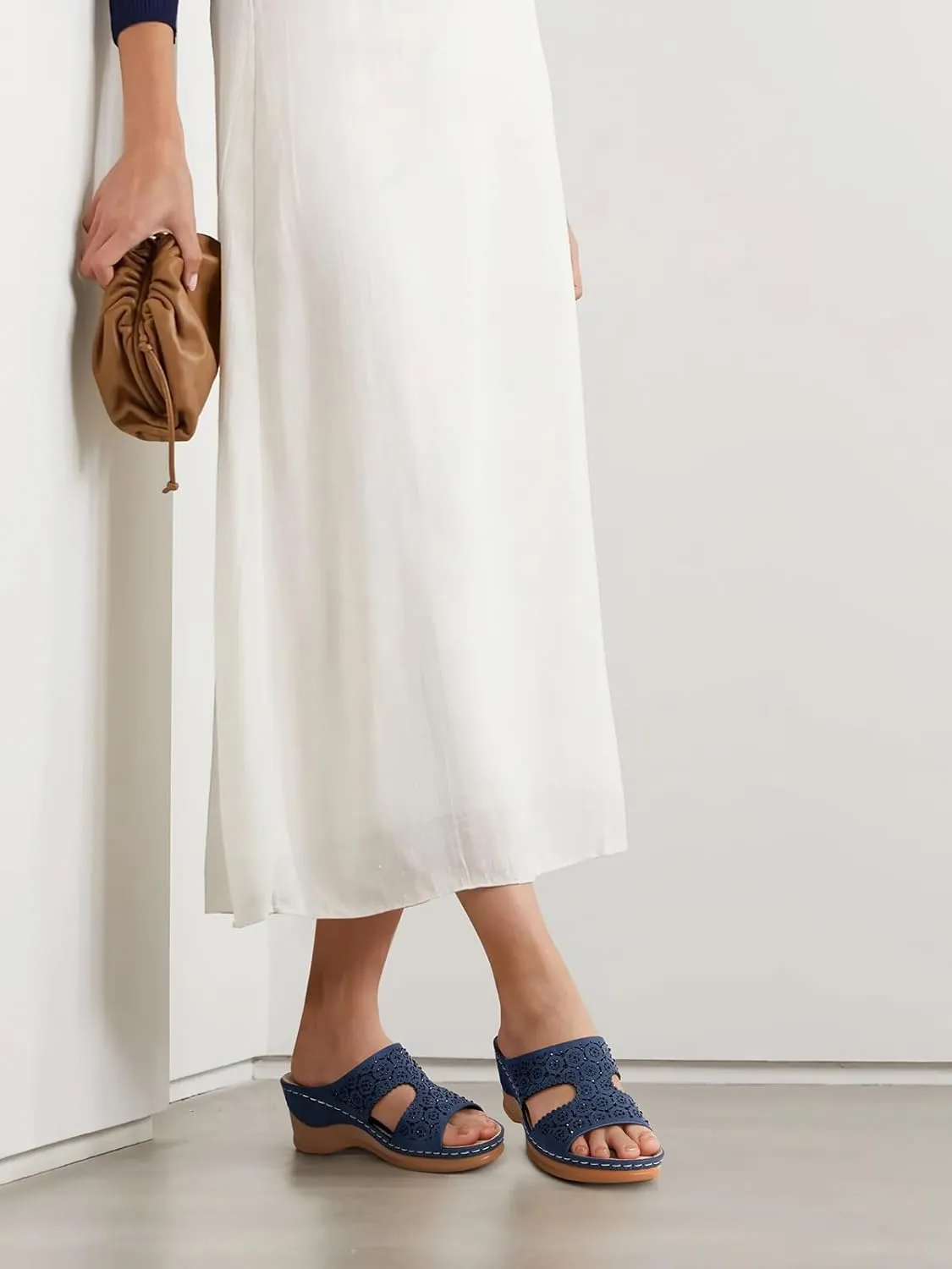 SHIBEVER Wedge Sandals for Women Dressy: Summer Slip On Womens - Slide Comfortable Walking Platform Sandals