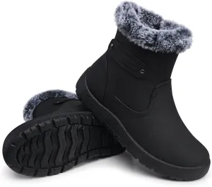 SHIBEVER Winter Boots for Women Snow: Waterproof Warm Womens Booties - Ankle Fur Lined Insulated Winter Boots