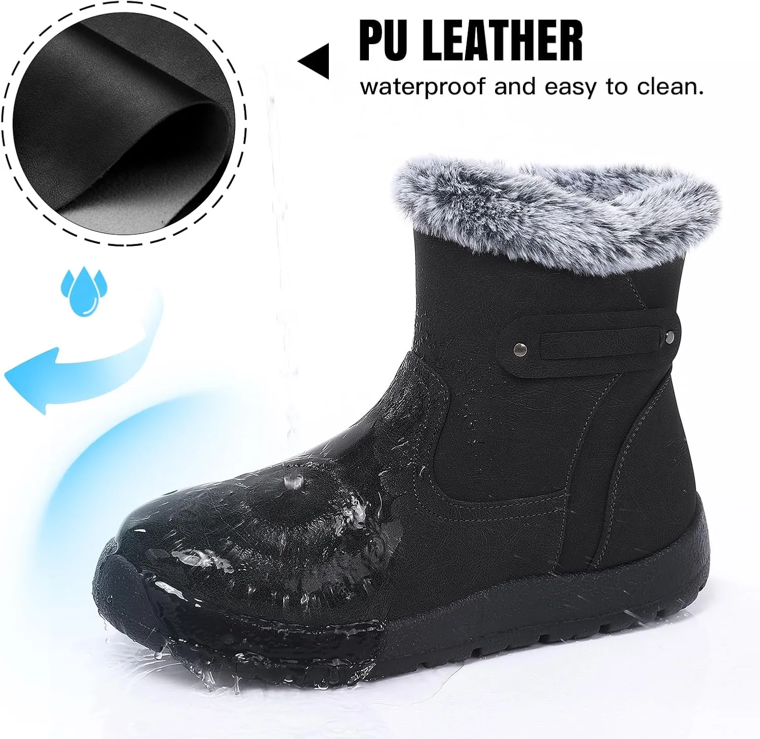 SHIBEVER Winter Boots for Women Snow: Waterproof Warm Womens Booties - Ankle Fur Lined Insulated Winter Boots