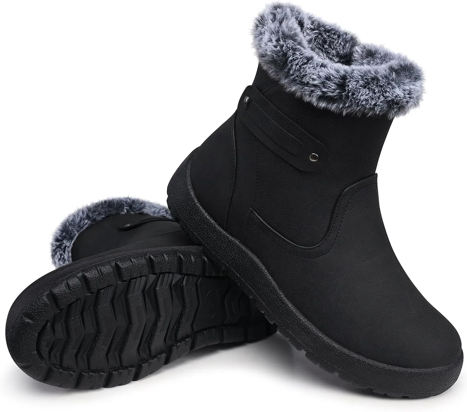 SHIBEVER Winter Boots for Women Snow: Waterproof Warm Womens Booties - Ankle Fur Lined Insulated Winter Boots