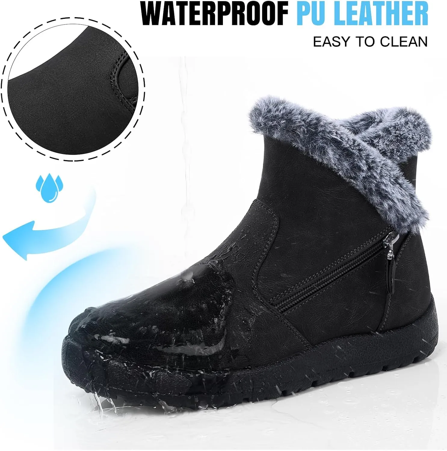 SHIBEVER Winter Boots for Women Waterproof: Womens Snow Boots Warm - Ankle Fur Lined Booties - Insulated Winter Shoes