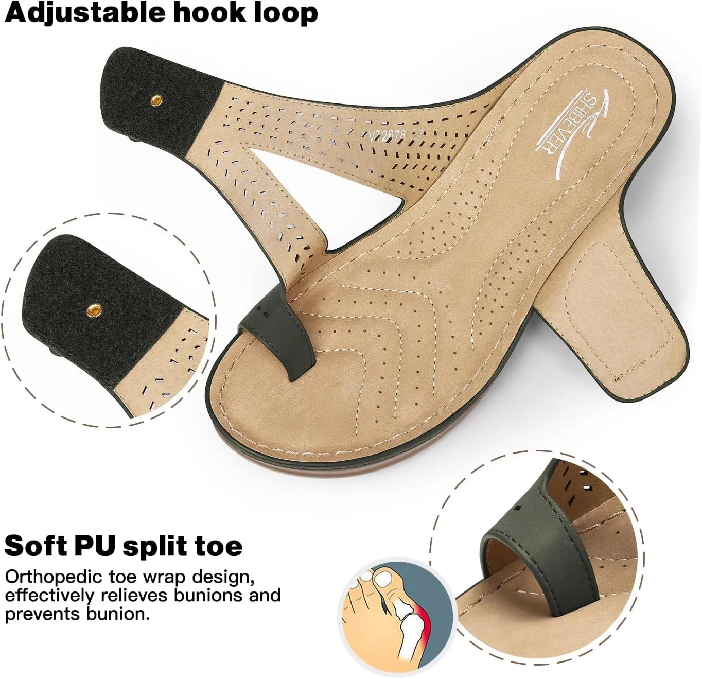 SHIBEVER Women's Wedge Sandals Platform: Comfortable Dressy Summer Casual Slip on - Low Heels Flip Flops Women Sandals