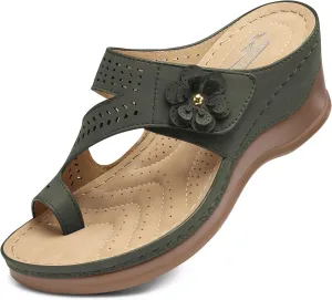 SHIBEVER Women's Wedge Sandals Platform: Comfortable Dressy Summer Casual Slip on - Low Heels Flip Flops Women Sandals