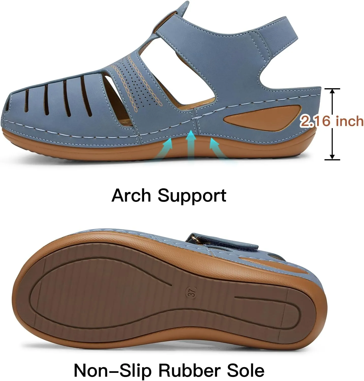 SHIBEVER Women's Wedge Sandals Summer: Closed Toe Sandals for Women Platform Dressy Wedge Size 5-11
