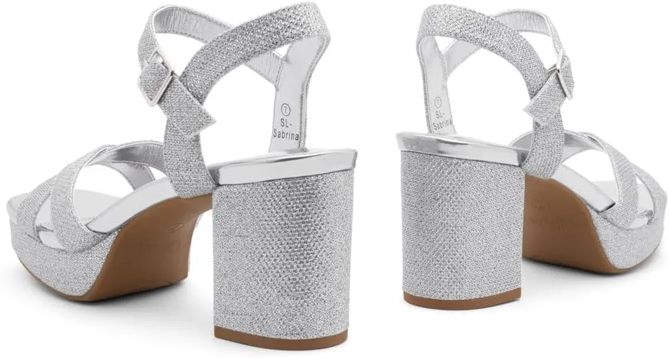 Shoe Land SL-Sabrina Women's Platform Heels, 3-Inch Chunky Block Heeled Sandals, Square Open Toe Ankle Strappy Dressy Heels for Prom, Wedding, Party, and Evening