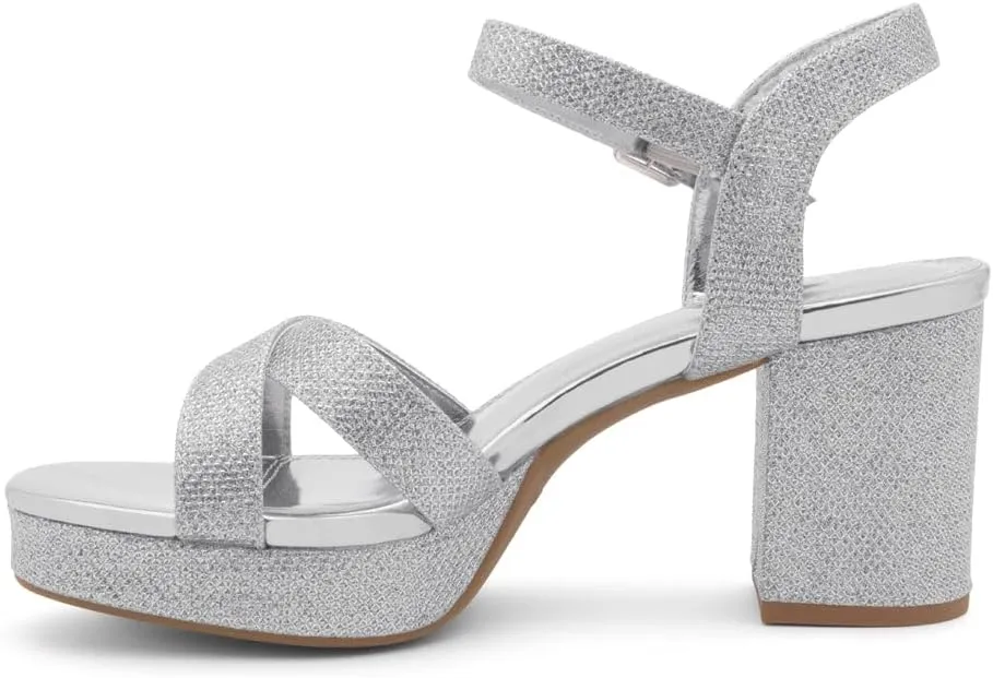 Shoe Land SL-Sabrina Women's Platform Heels, 3-Inch Chunky Block Heeled Sandals, Square Open Toe Ankle Strappy Dressy Heels for Prom, Wedding, Party, and Evening