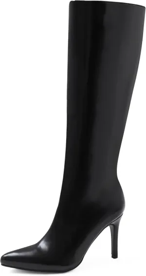 Shoe'N Tale Women's Knee High Boots Pointed Toe Stiletto High Heel Long Boots Side Zipper Tall Boots