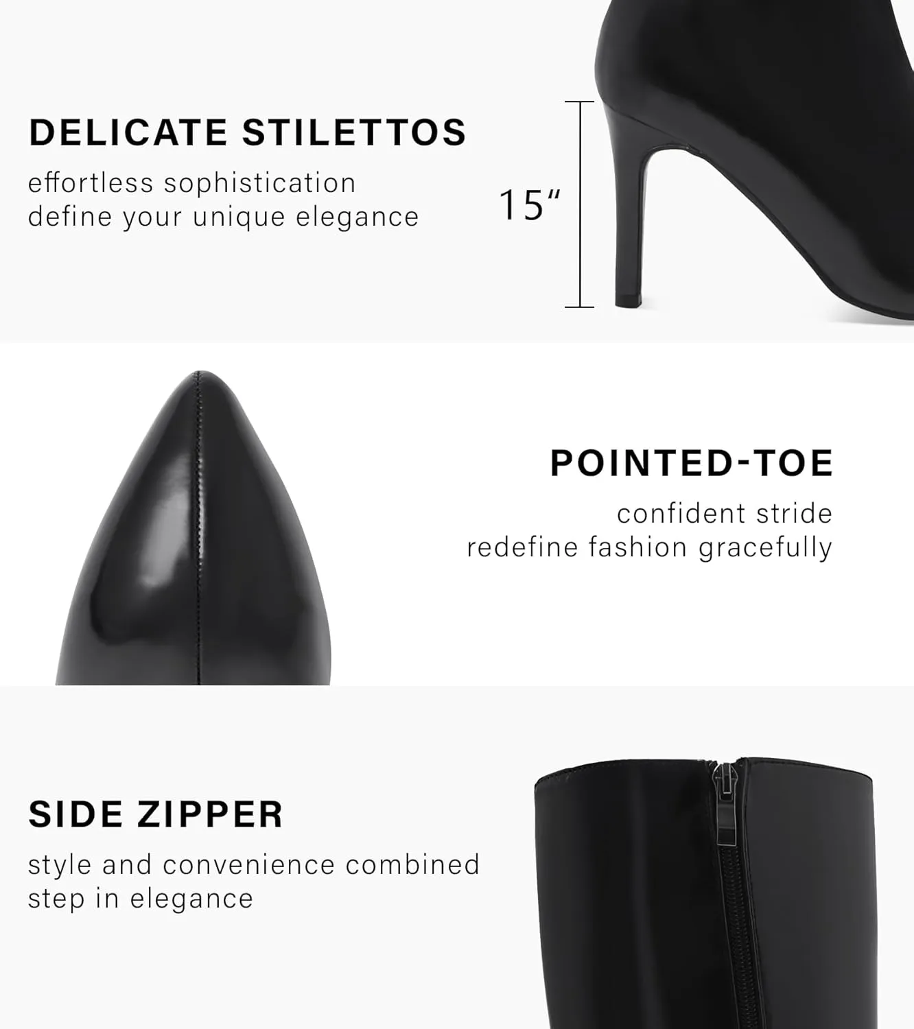 Shoe'N Tale Women's Knee High Boots Pointed Toe Stiletto High Heel Long Boots Side Zipper Tall Boots