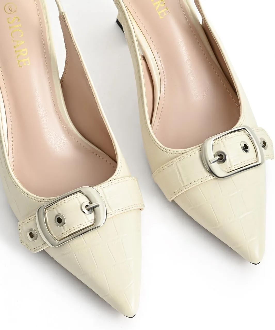 Slingback Kitten Heels for Women Closed Pointed Toe Pumps Dress Shoes with Buckle Strap Comfortable Slip On Sandal Heels for Work Party Wedding