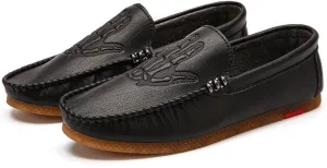 Smoking Loafer for Men Skeleton Vegan Leather Stitching Details Round Toe Rubber Sole Flexible Lightweight Flat Heel Driving Slip on for Any Attire