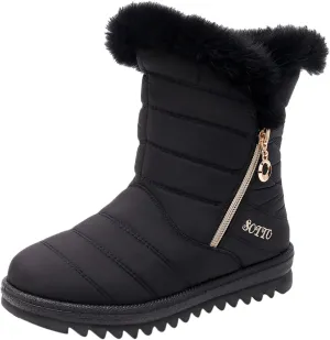 Snow Boots for Women Warm Fur Lined Winter Waterproof Ankle Boots Outdoor Thermal Booties Comfortable Walking Shoes for Women