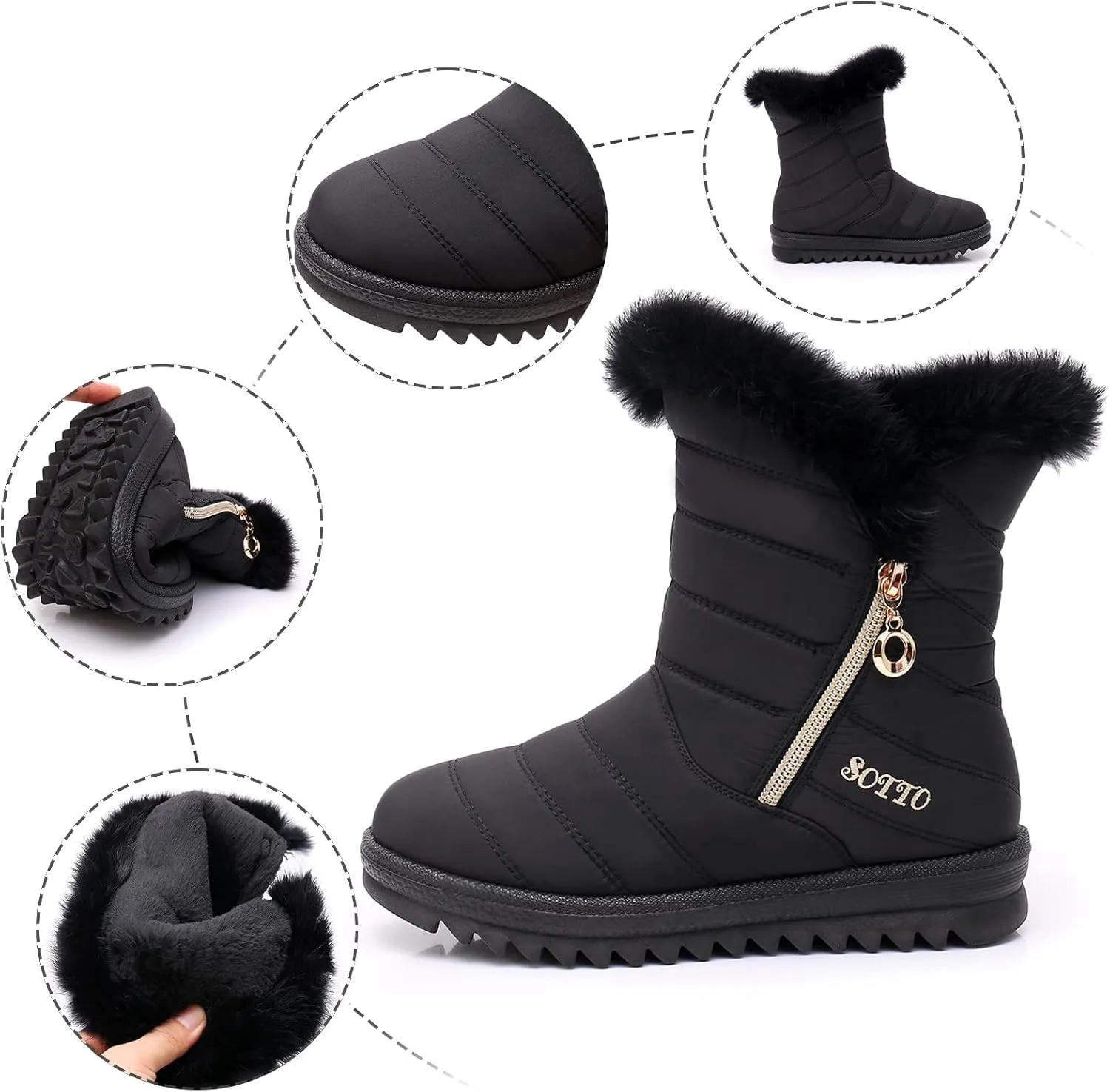 Snow Boots for Women Warm Fur Lined Winter Waterproof Ankle Boots Outdoor Thermal Booties Comfortable Walking Shoes for Women