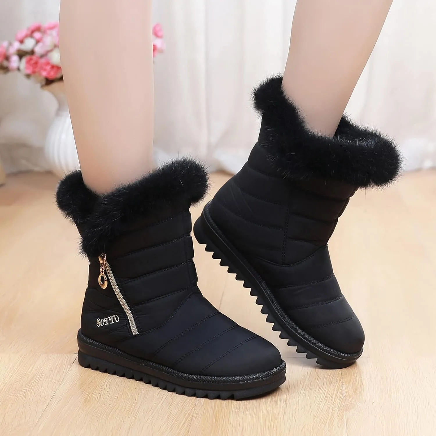 Snow Boots for Women Warm Fur Lined Winter Waterproof Ankle Boots Outdoor Thermal Booties Comfortable Walking Shoes for Women