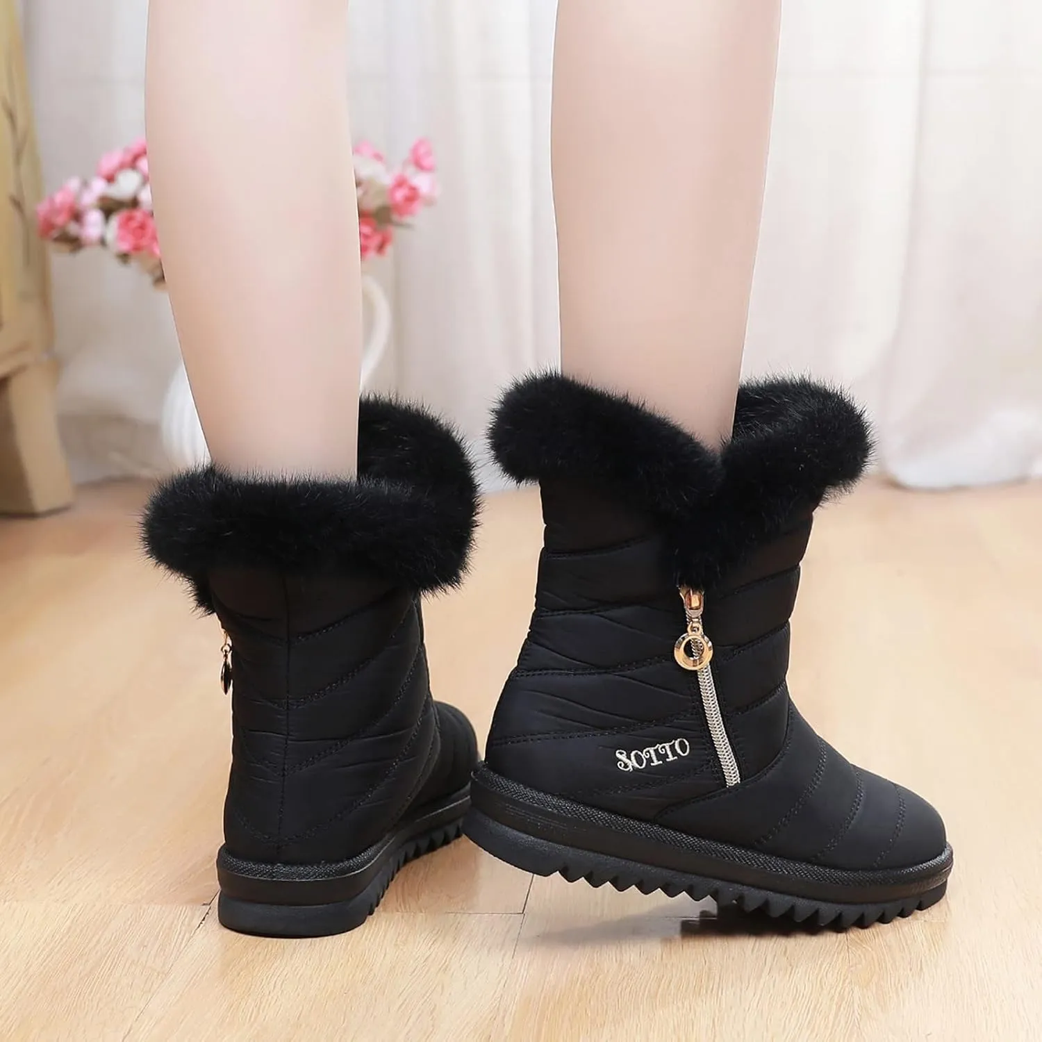 Snow Boots for Women Warm Fur Lined Winter Waterproof Ankle Boots Outdoor Thermal Booties Comfortable Walking Shoes for Women