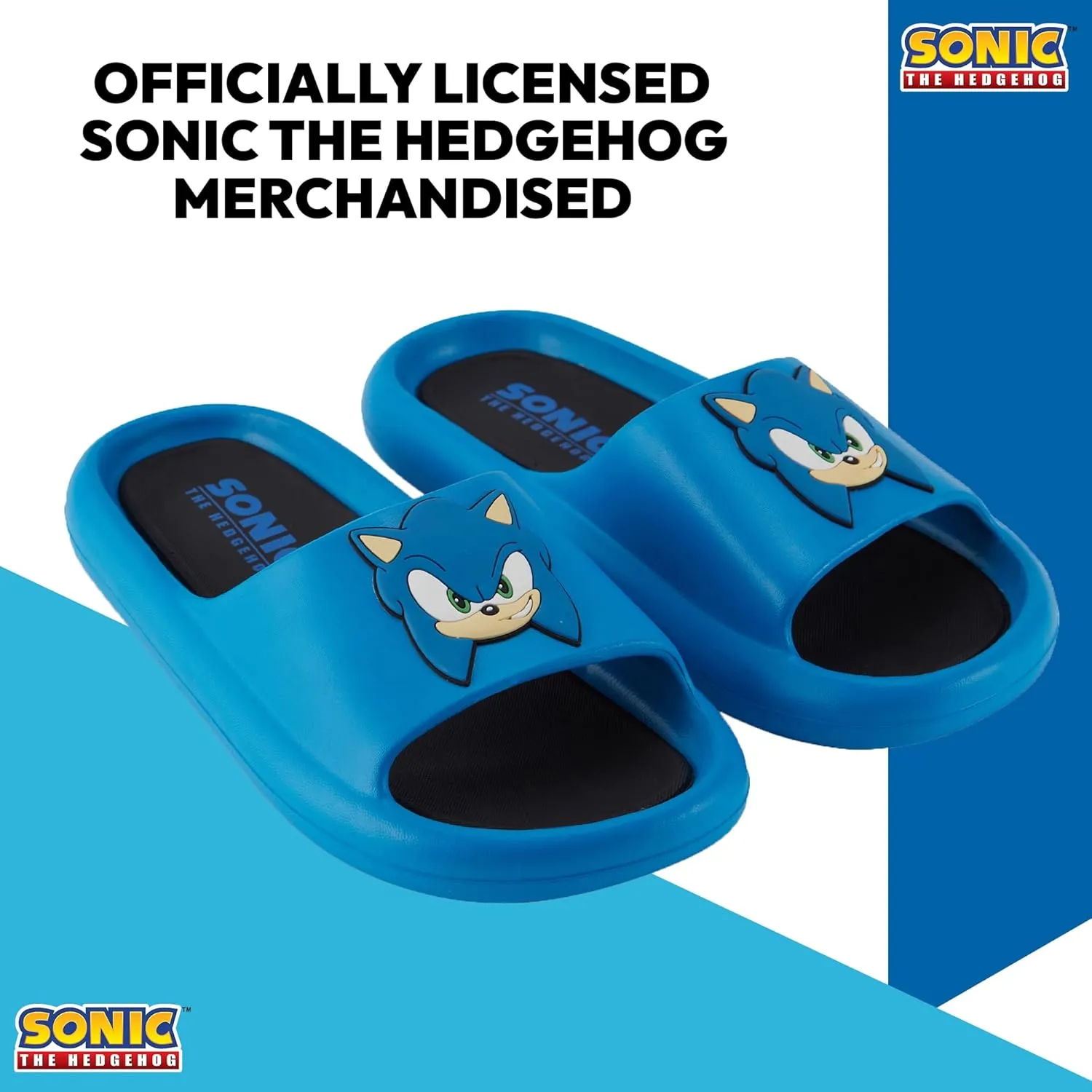 Sonic the Hedgehog Mens Slides - Sonic Comfort Foam Slides with Back - Sponic, Tails, Knuckles and Shadow Slide Sandals