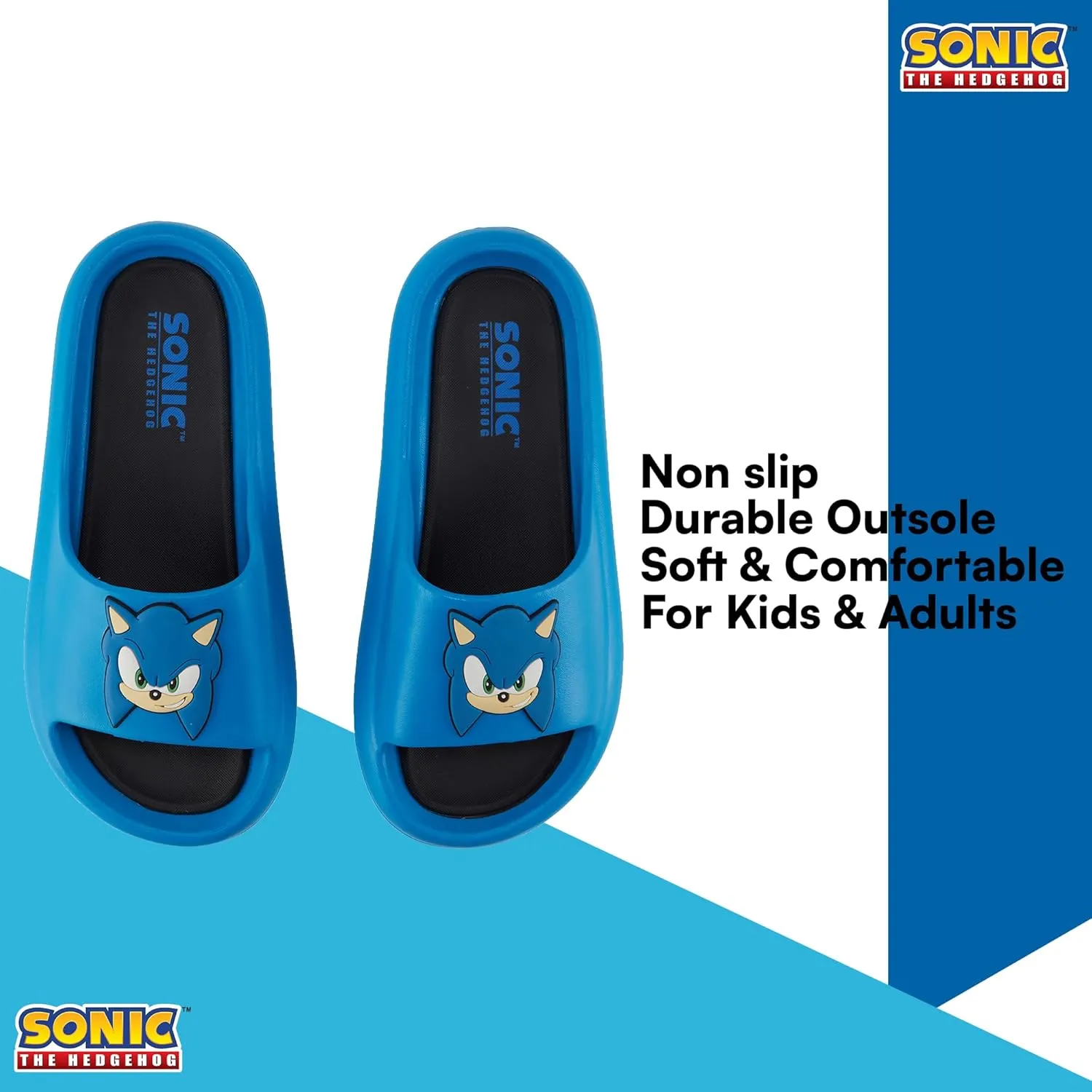 Sonic the Hedgehog Mens Slides - Sonic Comfort Foam Slides with Back - Sponic, Tails, Knuckles and Shadow Slide Sandals