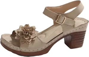 Summer Sandals Women 2025 Trendy Bohemia Ankle Strap Low Heel Platform Sandals Arch Support Comfortable Beach Shoes